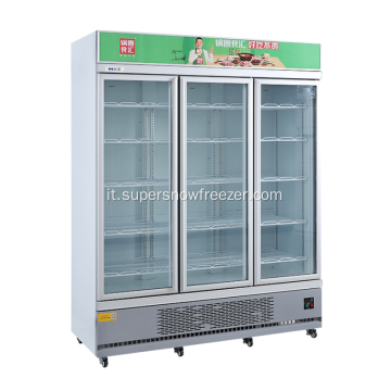 Refrigeratore di visualizzazione della bevanda a tre porte con scatola luminosa
